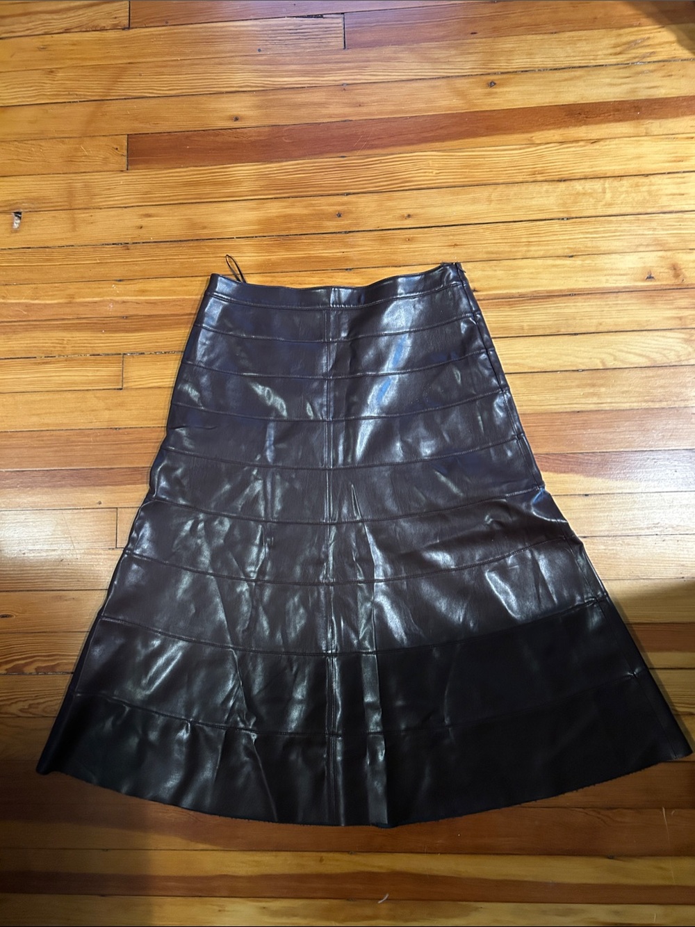 Women's Brown Faux Leather A-Line Skirt